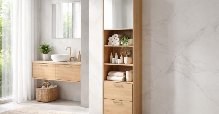 découvrez notre meuble colonne de salle de bain avec miroir, alliant rangement pratique et design élégant pour optimiser votre espace avec style.
