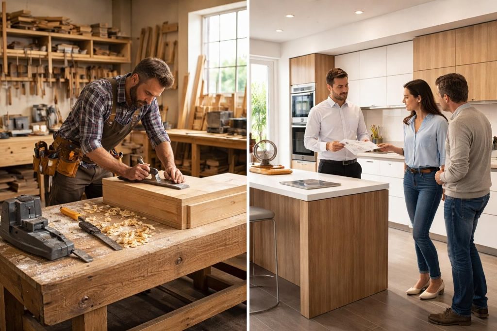 découvrez la différence entre menuisier et cuisiniste et obtenez des conseils pour choisir le professionnel adapté à votre projet de cuisine sur mesure.