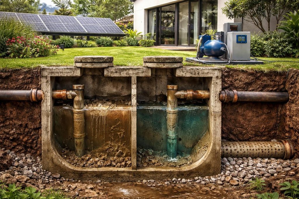 découvrez comment interpréter le schéma d'une fosse septique datant de 1960 et adaptez votre installation aux normes modernes pour un fonctionnement optimal et durable.