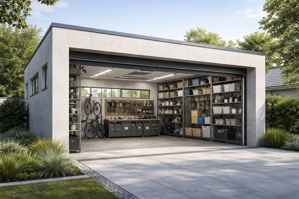 découvrez comment optimiser la hauteur de votre garage avec un toit plat pour créer un espace de rangement pratique et maximiser chaque centimètre disponible.